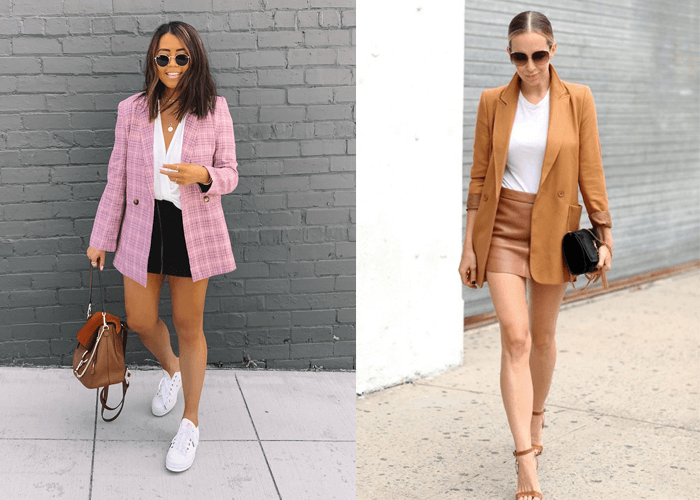 Blazer mix với chân váy Blazer mix với chân váy