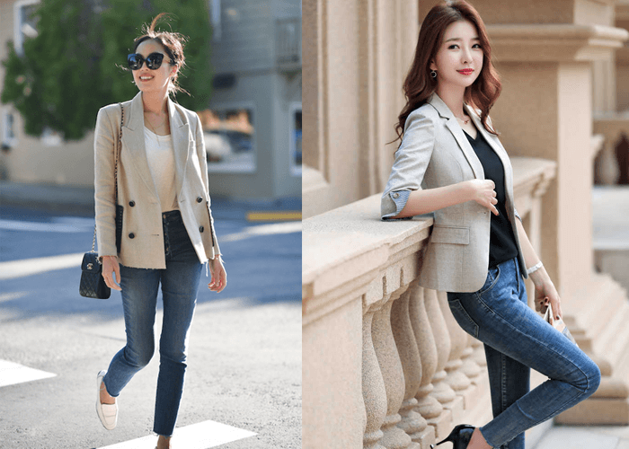 Blazer mix với quần jeans Blazer mix với quần jeans