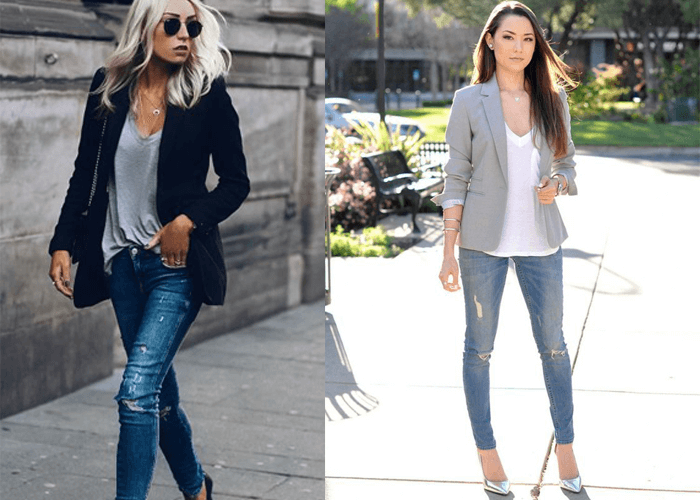 Blazer mix với quần jeans Blazer mix với quần jeans