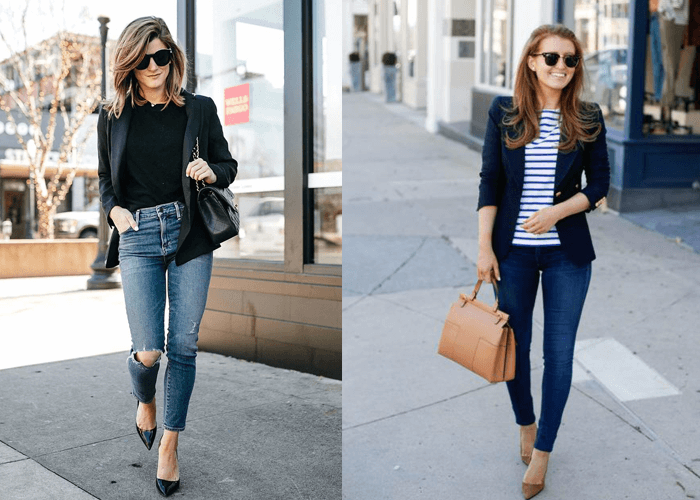 Blazer mix với quần jeans Blazer mix với quần jeans