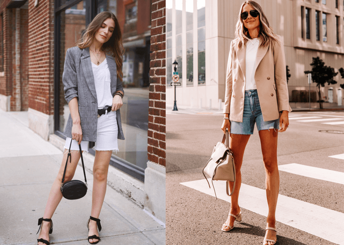 Blazer mix với quần ngắn (shorts) Blazer mix với quần ngắn (shorts)