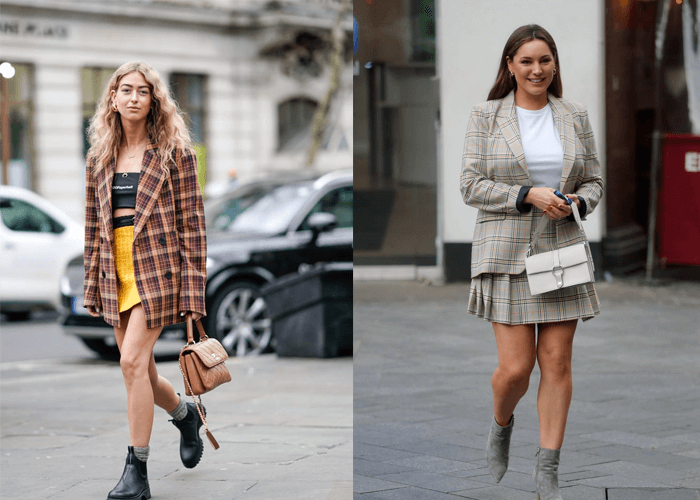 Blazer mix với chân váy Blazer mix với chân váy