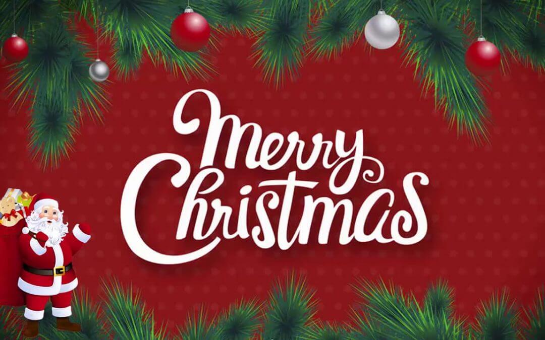 Hình ảnh chúc mừng Giáng Sinh với những tone màu quen thuộc: Đỏ - xanh lá - vàng kim.