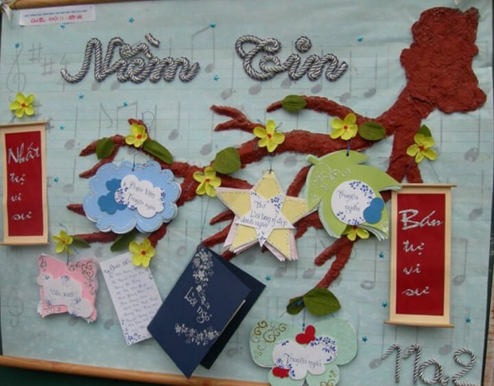 Trang trí đầu báo tường bằng các loại hạt