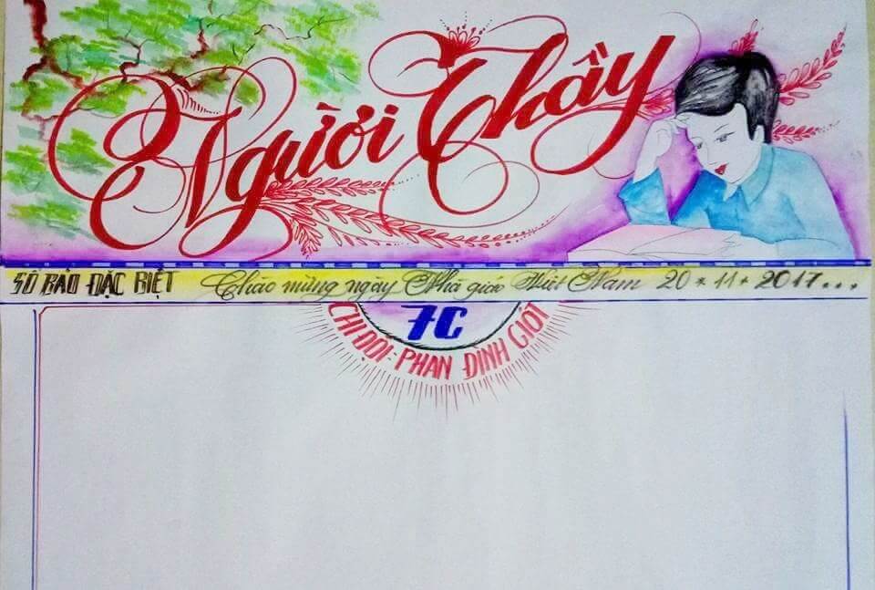 Đầu báo "Người thầy" cùng phong cách chữ bay bổng, uốn lượn độc đáo