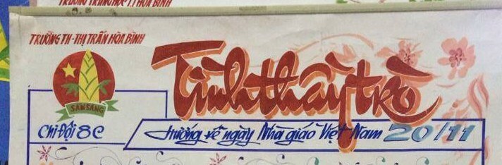 Tiêu đề "Tình thầy trò" với phong cách viết tay