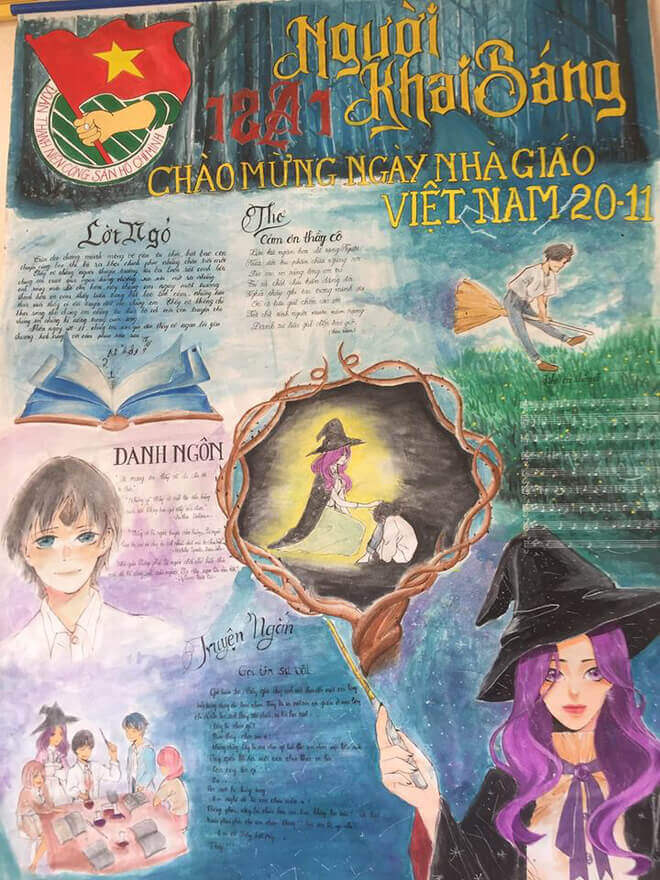 Tờ báo tường được sáng tạo theo chủ đề độc đáo, mới lạ