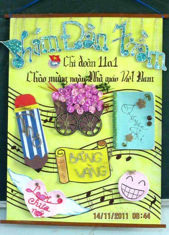 Tờ báo tường đẹp với phong cách trang trí ấn tượng, làm nổi bật chủ đề và từng phần nội dung
