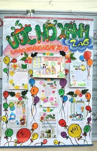 Mẫu báo tường 20/11 đoạt giải với màu sắc rực rỡ, nội dung trình bày khoa học