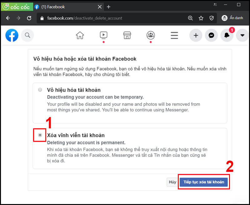 Hướng dẫn cách xóa fb vĩnh viễn trên máy tính Hướng dẫn cách xóa fb vĩnh viễn trên máy tính
