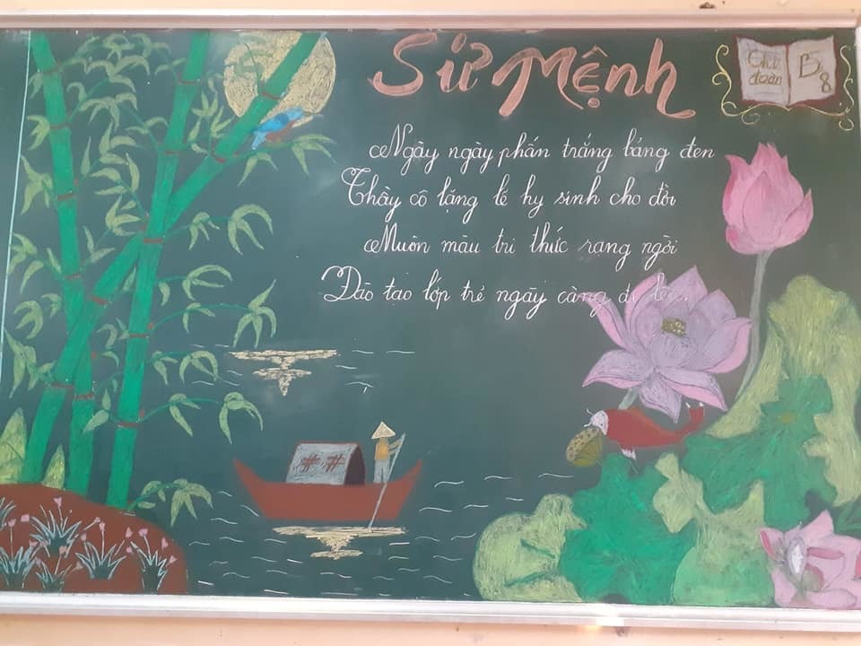 Cách trang trí bảng 20 - 11 bằng phấn đơn giản cho các lớp chào mừng ngày Nhà giáo Việt Nam