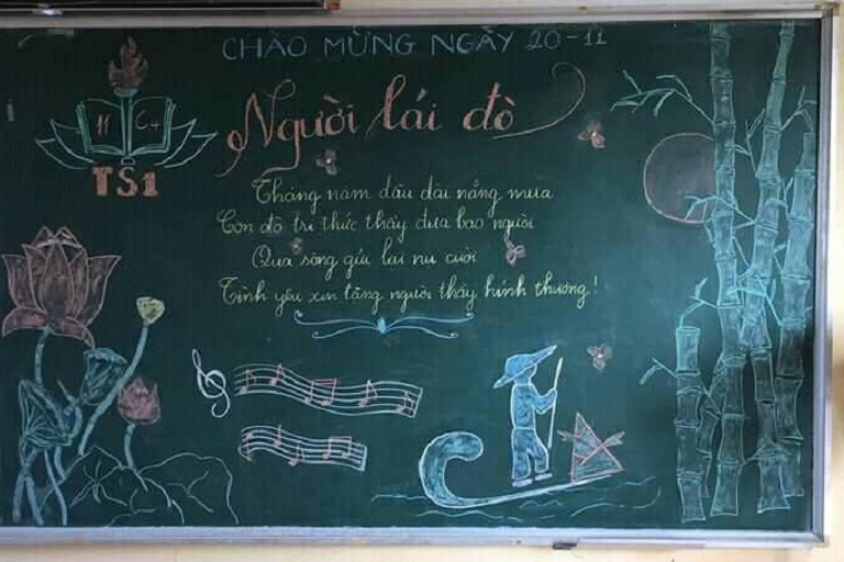 Mẫu vẽ trang trí bảng lớp ngày 20/11