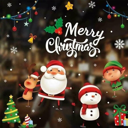 Trang trí Noel trên cửa kính bằng decal Trang trí Noel trên cửa kính bằng decal