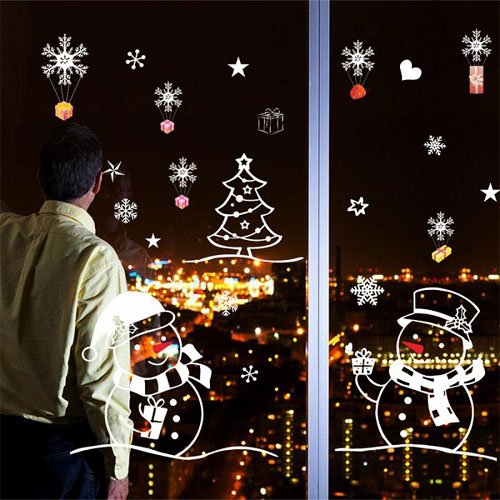 Trang trí Noel trên cửa kính bằng decal Trang trí Noel trên cửa kính bằng decal