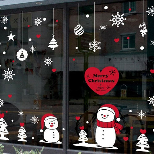 Trang trí Noel trên cửa kính bằng decal Trang trí Noel trên cửa kính bằng decal