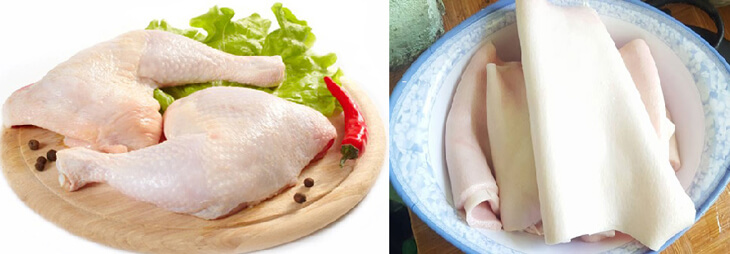 Cách nấu thịt gà đông với bì lợn Cách nấu thịt gà đông với bì lợn