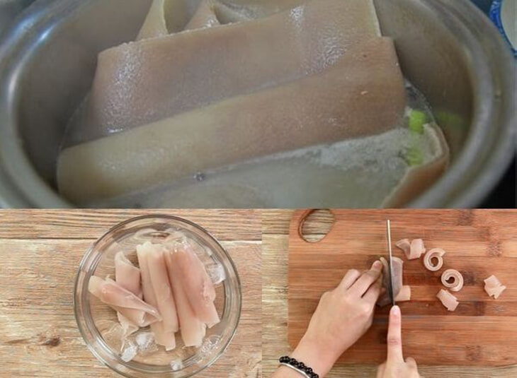 Cách nấu thịt gà đông với bì lợn Cách nấu thịt gà đông với bì lợn