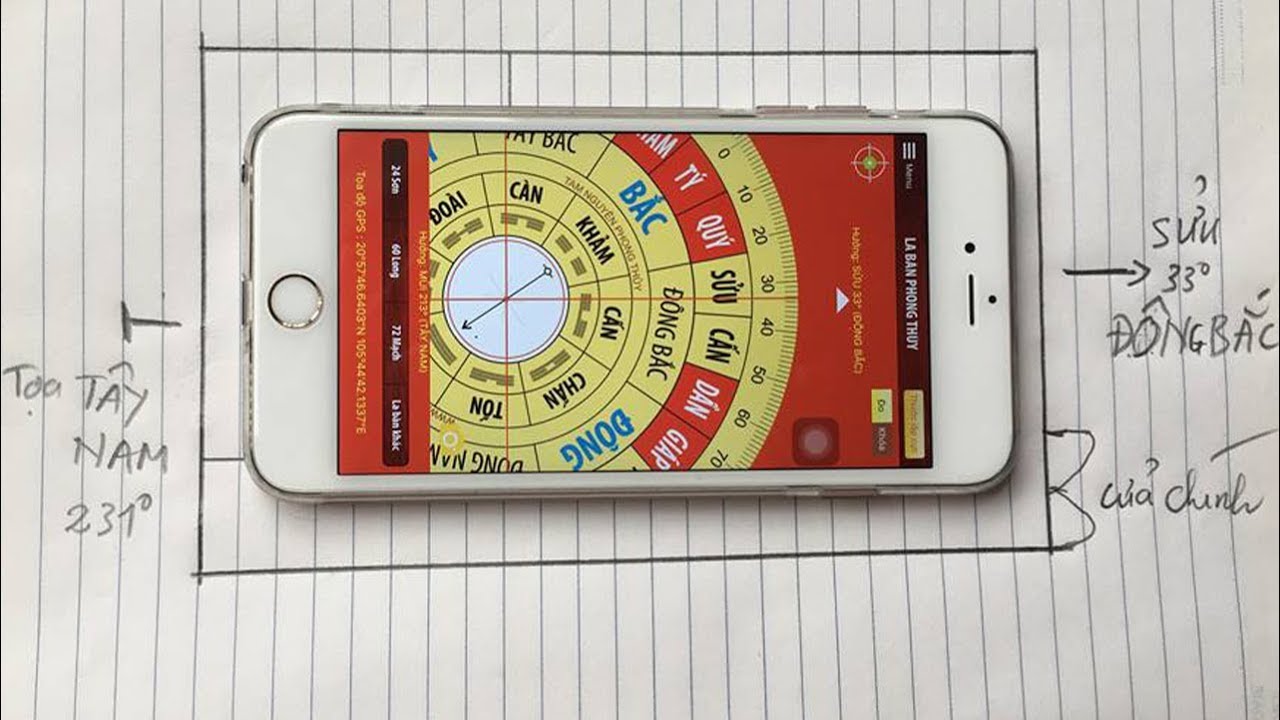Cách xem hướng nhà bằng la bàn phong thủy trên điện thoại