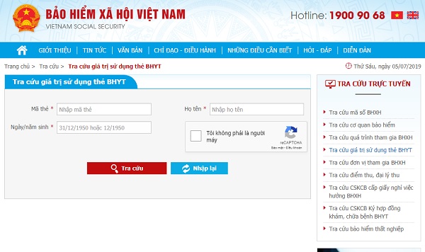 Tra cứu BHYT qua webiste Tra cứu BHYT qua webiste