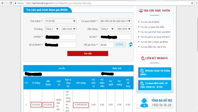 Tra cứu quá trình đóng BHXH