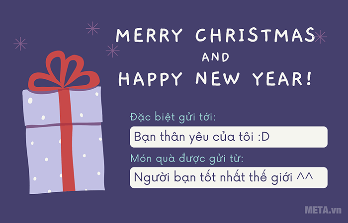 Thiệp chúc mừng Noel và năm mới phong cách đơn giản