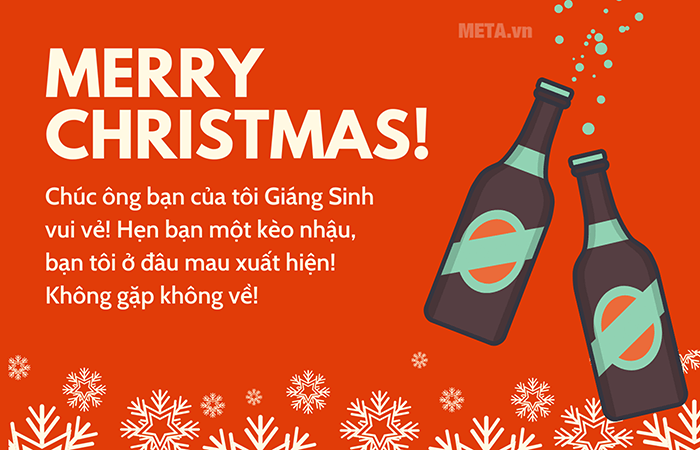 Mẫu thiệp Giáng Sinh kết hợp thiệp mời "nhậu" cho ông bạn thân chí cốt