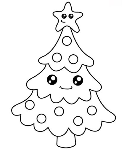 Tranh tô màu cây thông Noel