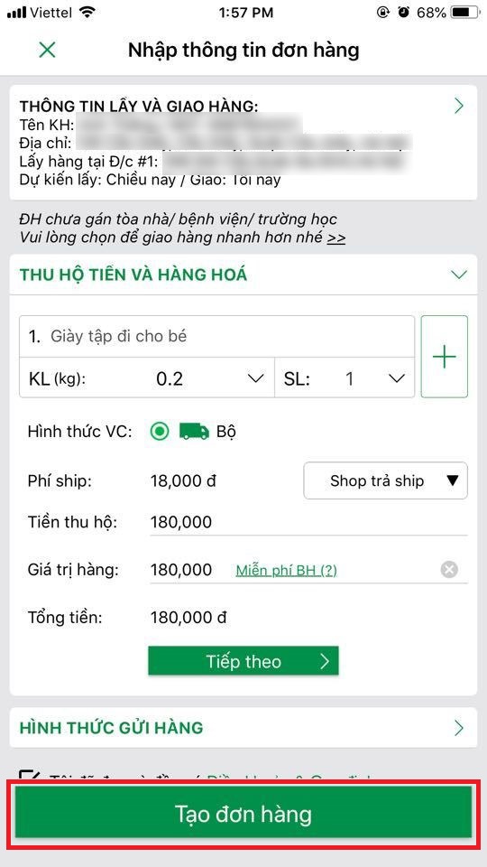 Cách đăng ký đơn hàng trên app GHTK Cách đăng ký đơn hàng trên app GHTK