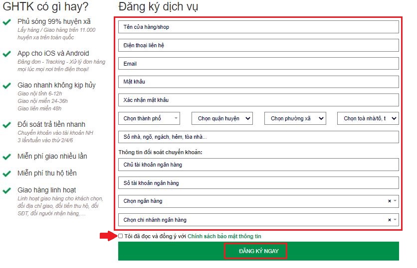 Cách đăng ký dịch vụ gửi hàng trên website GHTK Cách đăng ký dịch vụ gửi hàng trên website GHTK