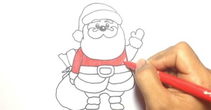Cách vẽ ông già Noel, tô màu hình ông già Noel đơn giản mà đẹp