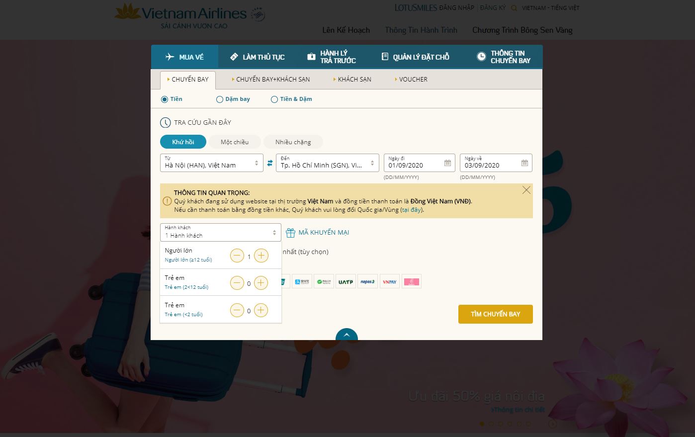 Hướng dẫn đặt vé máy bay Vietnam Airlines Hướng dẫn đặt vé máy bay Vietnam Airlines