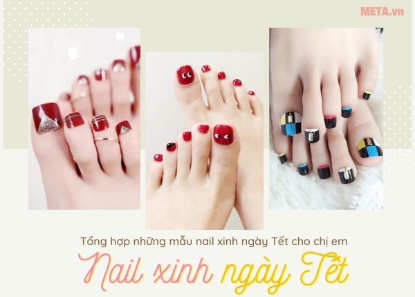 Mẫu móng chân đẹp ngày Tết