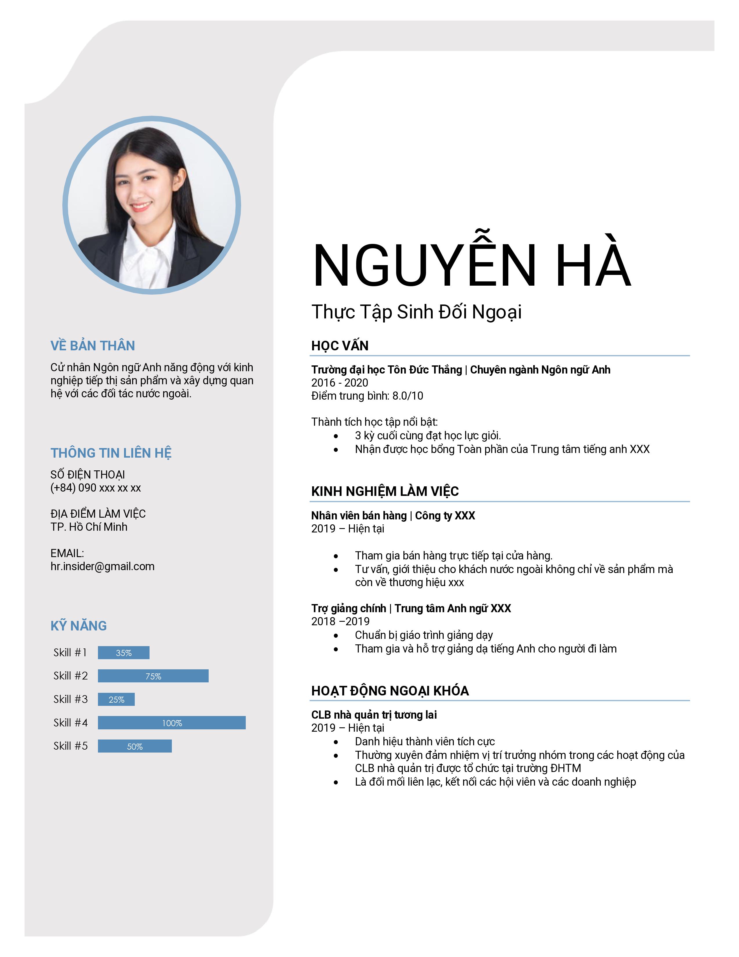 Mẫu CV xin việc đơn giản Mẫu CV xin việc đơn giản