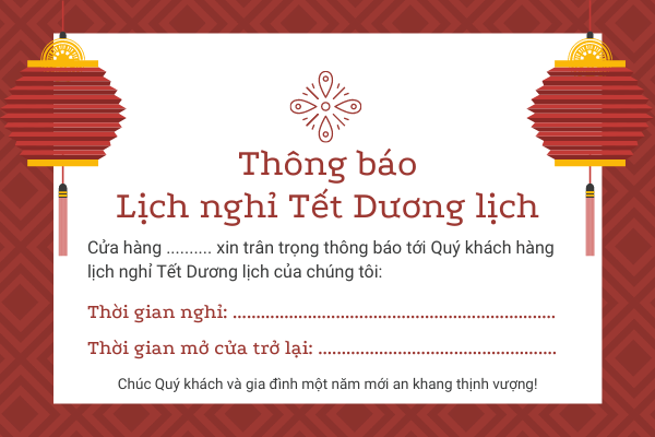 Mẫu banner thông báo lịch nghỉ Tết Dương lịch cho cửa hàng Mẫu banner thông báo lịch nghỉ Tết Dương lịch cho cửa hàng