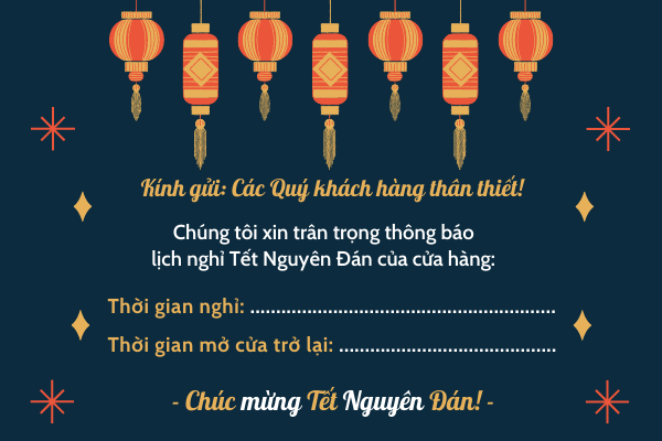 Mẫu banner thông báo lịch nghỉ Tết Âm lịch cho cửa hàng Mẫu banner thông báo lịch nghỉ Tết Âm lịch cho cửa hàng