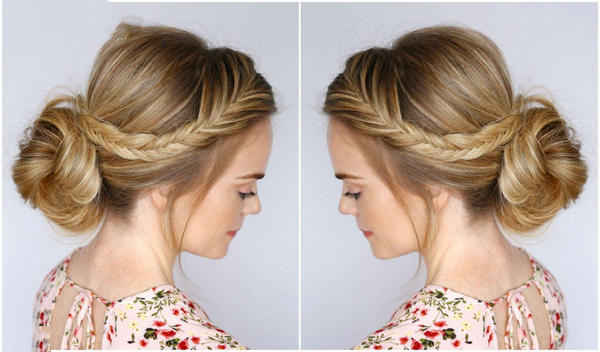 Tóc búi thấp kèm lọn tóc tết cho chị em tuổi trung niên Tóc búi thấp kèm lọn tóc tết cho chị em tuổi trung niên