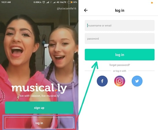 Đăng nhập vào Musically bằng tài khoản TikTok