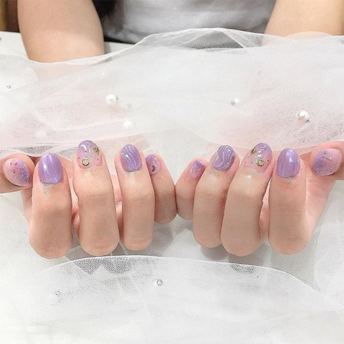 Nail màu tím pastel