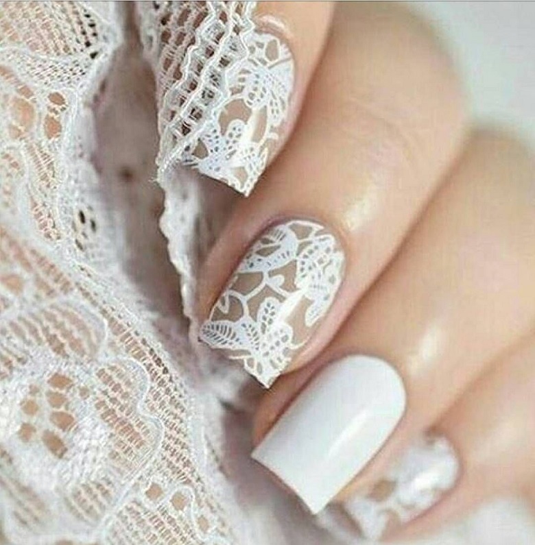 Mẫu móng tay cô dâu đơn giản