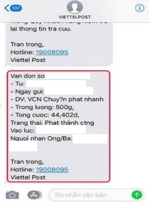 Kiểm tra đơn hàng qua tin nhắn gửi tổng đài ViettelPost Kiểm tra đơn hàng qua tin nhắn gửi tổng đài ViettelPost