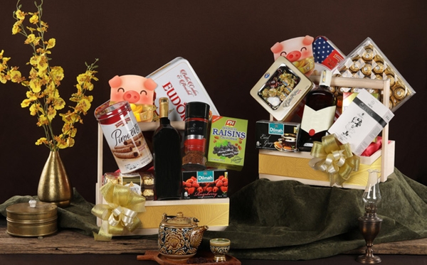 Giỏ quà Tết đẹp cho khách hàng, đối tác