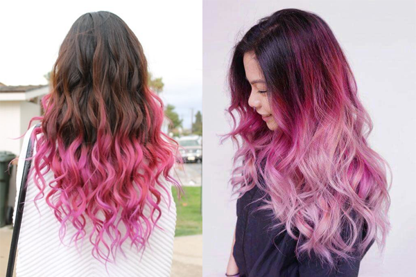 Tóc nhuộm ombre hồng Tóc nhuộm ombre hồng