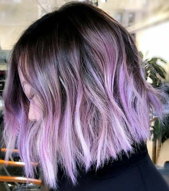 Tóc ngắn ombre tím