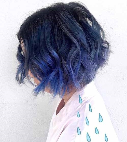 Tóc ngắn ombre xanh dương