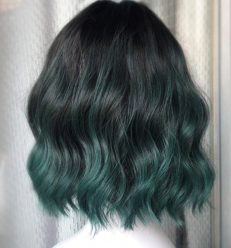 Tóc ngắn ombre xanh lá