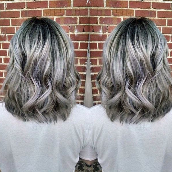 Tóc ombre ngắn tông khói