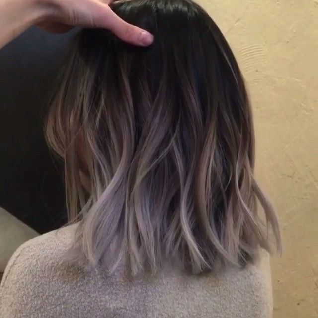 Tóc ngắn nhuộm ombre khói