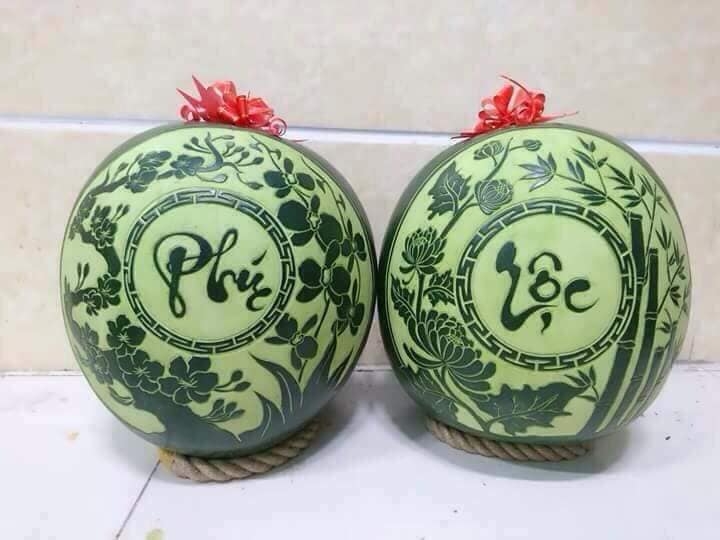 Mẫu khắc dưa hấu tết 2021 Mẫu khắc dưa hấu tết 2021