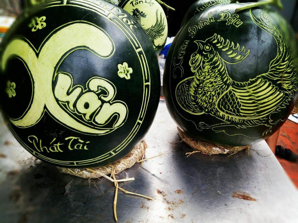 Nghệ thuật khắc dưa hấu Tết Nghệ thuật khắc dưa hấu Tết