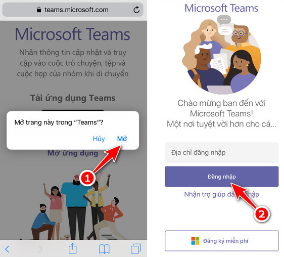 Nhấn “Mở” và thực hiện đăng nhập